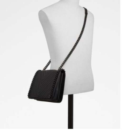 ALDO Greenwald Chain Border Quilted Cross Boody Bag in Black Colour - Picture 3 of 11
